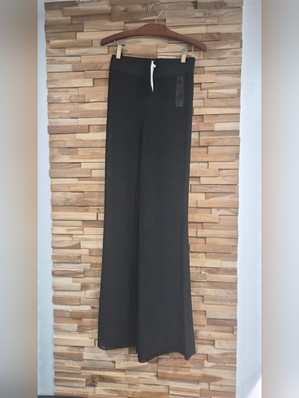 Mango Black Wide Leg Knit Pants -Size S - New With Tags